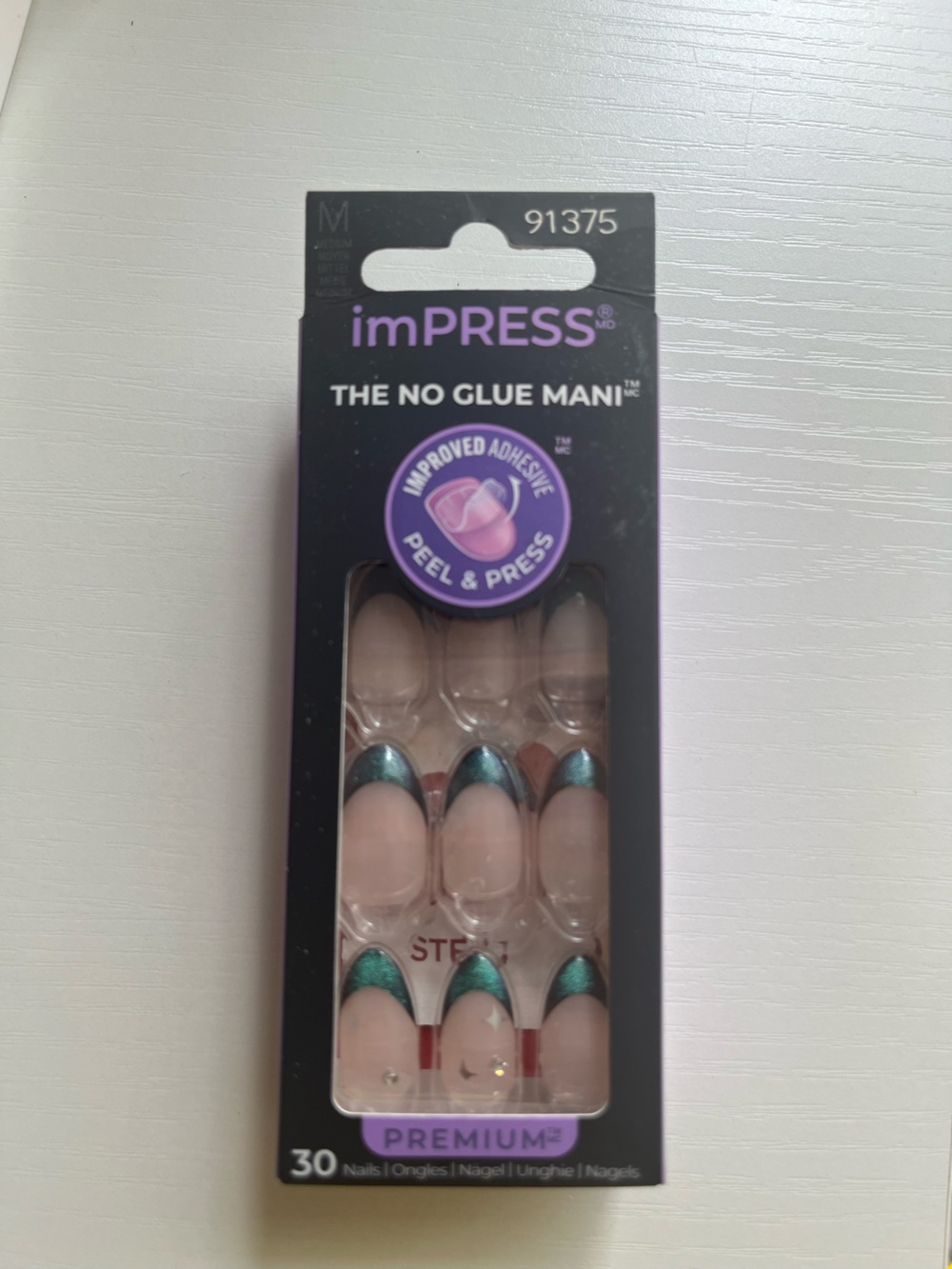 imPRESS Nude Press-On Nails with Green Cat eye Accent